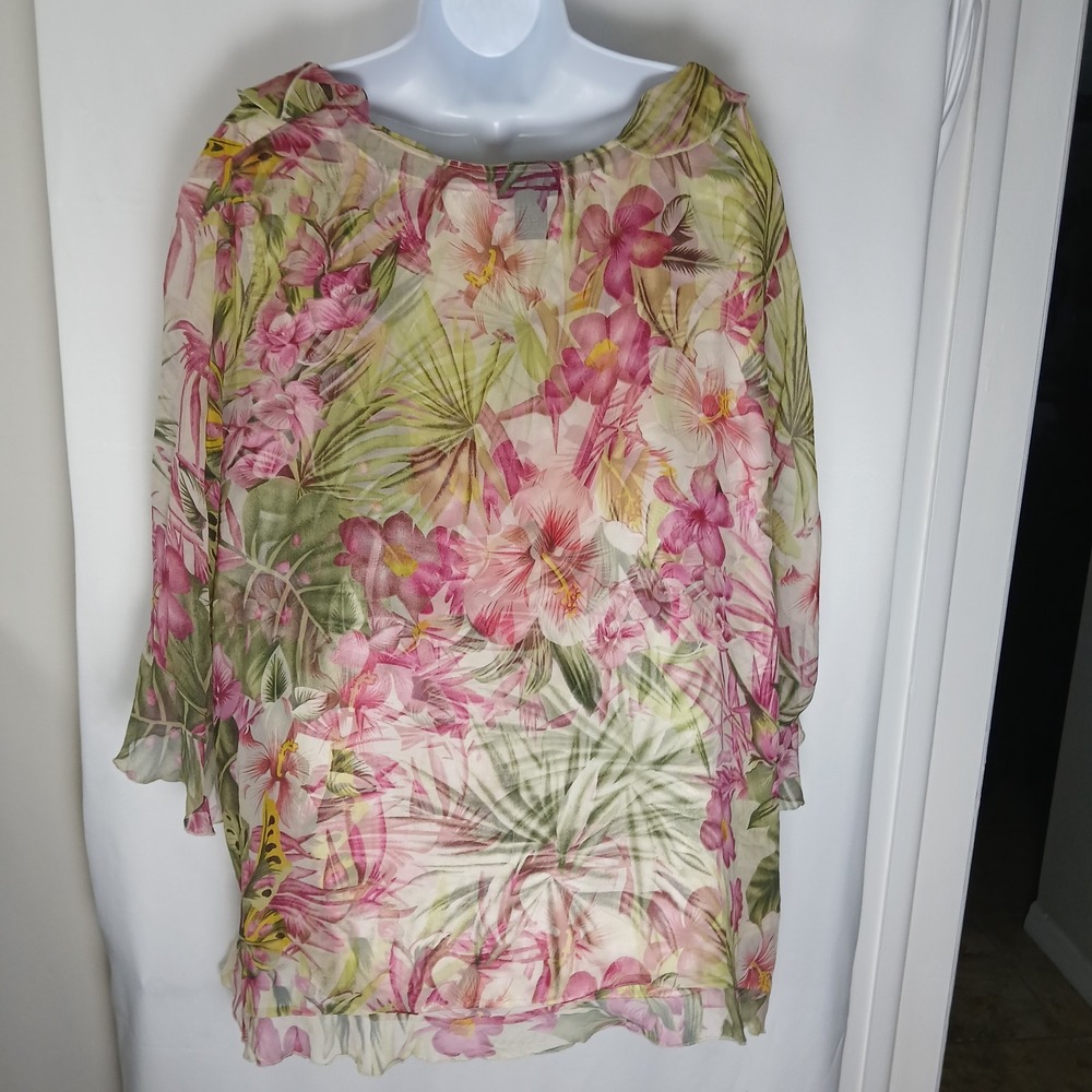 Avenue Blouse Womens Silk Cottagecore Y2K Style Peasant Layered Floral Evening - Picture 3 of 9